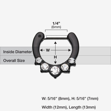 Detail View 1 of Colorline Multi-Gem Precia Septum Clicker-Black/Clear